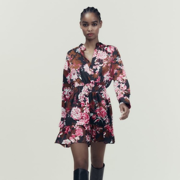 ZARA PRINTED MINI DRESS MULTICOLORED - Picture 7 of 12